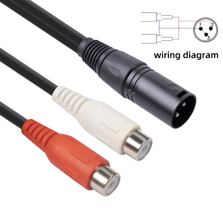 3713 Cable de audio XLR macho de 3 pines a 2 x RCA hembra, longitud: 20 cm, XLR M to 2 x RCA F