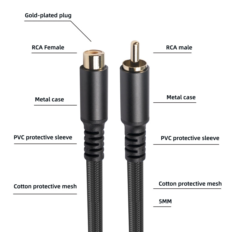 Cable de extensión de audio y video RCA macho a hembra 3709MF, 1.8m, 3m, 6m