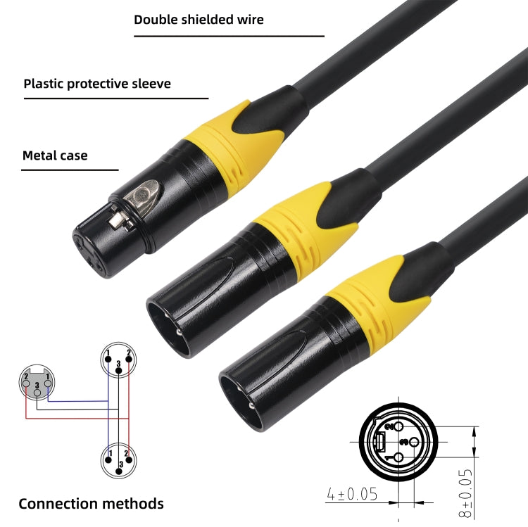 XK303MMF-10 Cable de audio XLR hembra de 3 pines a XLR macho doble, longitud: 1 m, XLR F to 2 x XLR M