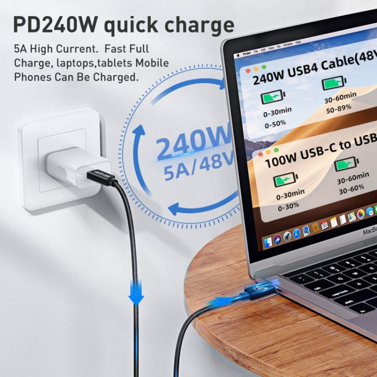Cable de datos de carga rápida PD240W 40Gbps USB4, 0.5m, 1m, 1.5m, 2m