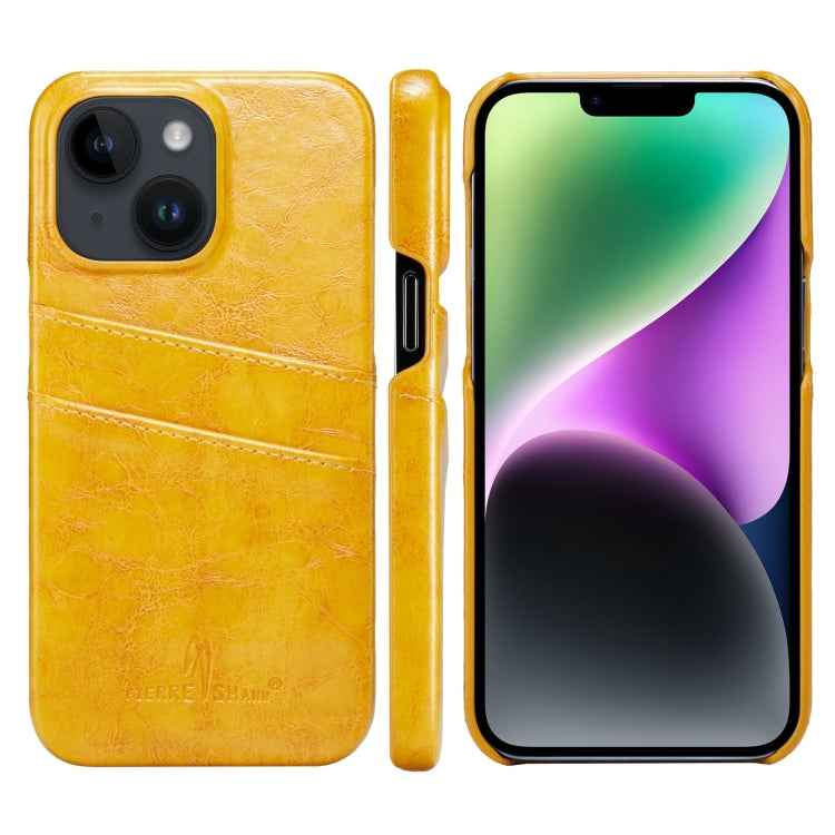 Funda de cuero PU con textura de cera de aceite retro Fierre Shann con ranuras para tarjetas, For iPhone 14, For iPhone 14 Plus, For iPhone 14 Pro, For iPhone 14 Pro Max