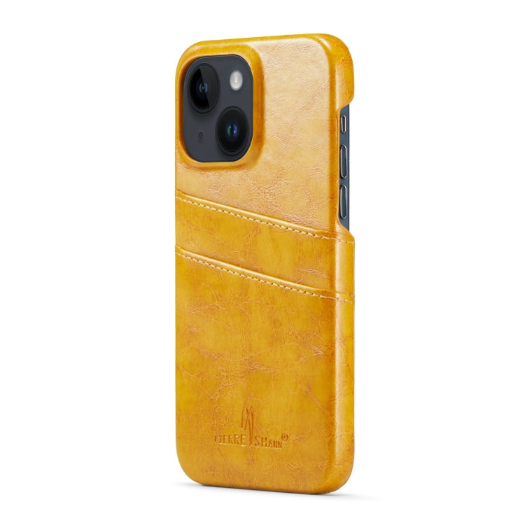 Funda de cuero PU con textura de cera de aceite retro Fierre Shann con ranuras para tarjetas, For iPhone 14, For iPhone 14 Plus, For iPhone 14 Pro, For iPhone 14 Pro Max