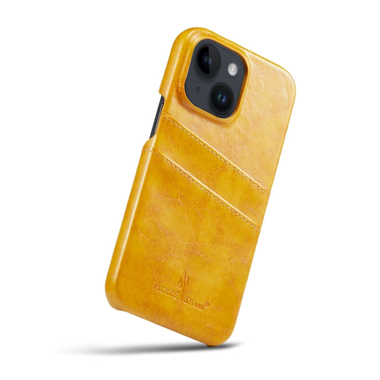 Funda de cuero PU con textura de cera de aceite retro Fierre Shann con ranuras para tarjetas, For iPhone 14, For iPhone 14 Plus, For iPhone 14 Pro, For iPhone 14 Pro Max