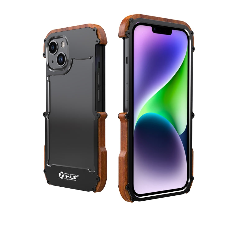 R-JUST Ironwood Generation Metal + Funda para teléfono de madera, For iPhone 14, For iPhone 14 Plus, For iPhone 14 Pro, For iPhone 14 Pro Max