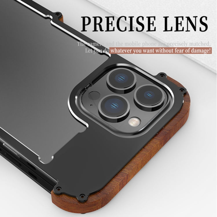 R-JUST Ironwood Generation Metal + Funda para teléfono de madera, For iPhone 14, For iPhone 14 Plus, For iPhone 14 Pro, For iPhone 14 Pro Max