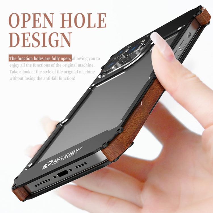 R-JUST Ironwood Generation Metal + Funda para teléfono de madera, For iPhone 14, For iPhone 14 Plus, For iPhone 14 Pro, For iPhone 14 Pro Max