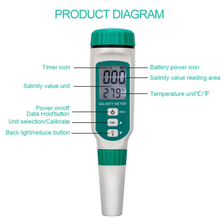 Medidor Salino Digital Portátil SmartSensor AR8012, AR8012