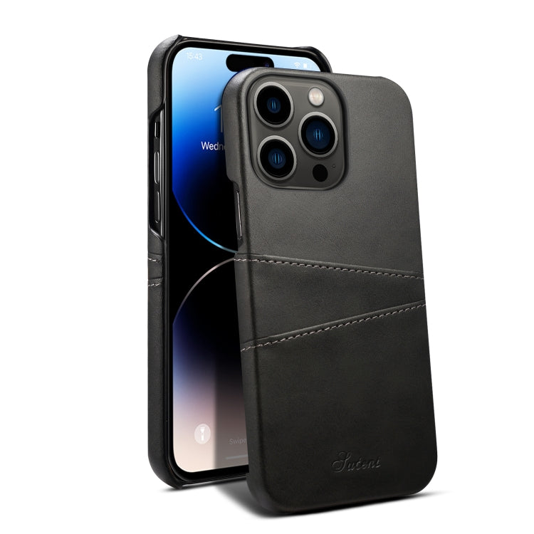 Estuche para teléfono con ranuras para tarjetas con textura de becerro Suteni, For iPhone 14, For iPhone 14 Plus, For iPhone 14 Pro, For iPhone 14 Pro Max