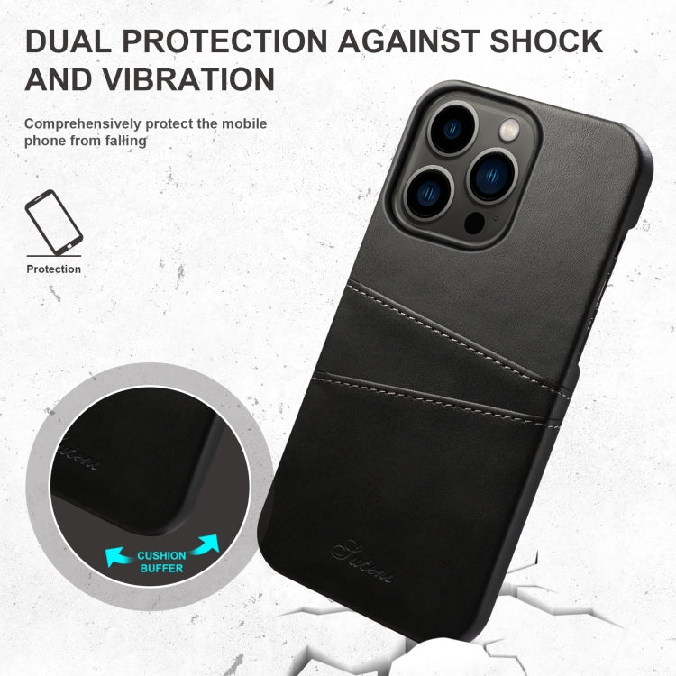 Estuche para teléfono con ranuras para tarjetas con textura de becerro Suteni, For iPhone 14, For iPhone 14 Plus, For iPhone 14 Pro, For iPhone 14 Pro Max
