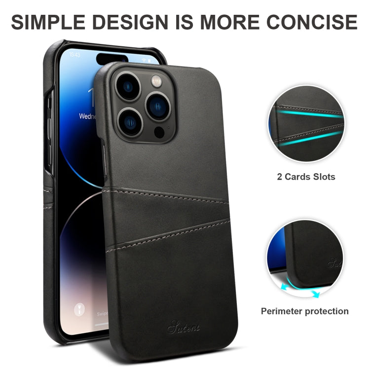 Estuche para teléfono con ranuras para tarjetas con textura de becerro Suteni, For iPhone 14, For iPhone 14 Plus, For iPhone 14 Pro, For iPhone 14 Pro Max