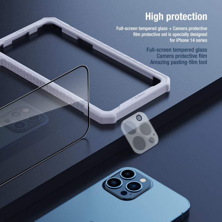 NILLKIN 2 en 1 HD Película de vidrio templado de pantalla completa + Juego de protector de cámara, For iPhone 14, For iPhone 14 Plus, For iPhone 14 Pro, For iPhone 14 Pro Max