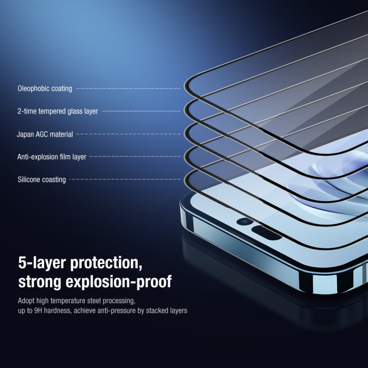 NILLKIN 2 en 1 HD Película de vidrio templado de pantalla completa + Juego de protector de cámara, For iPhone 14, For iPhone 14 Plus, For iPhone 14 Pro, For iPhone 14 Pro Max