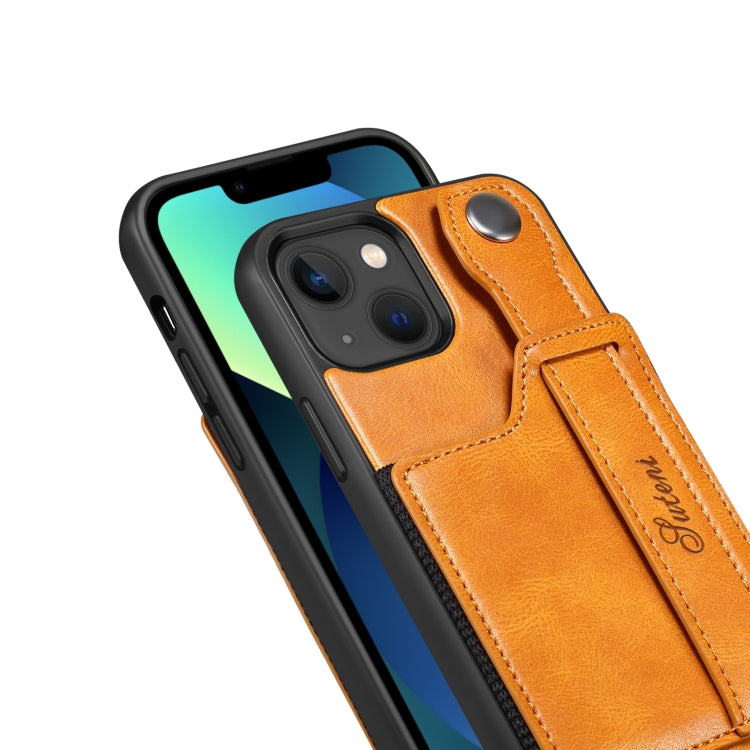 Suteni 215 correa de muñeca funda de teléfono PU, For iPhone 14, For iPhone 14 Plus, For iPhone 14 Pro, For iPhone 14 Pro Max