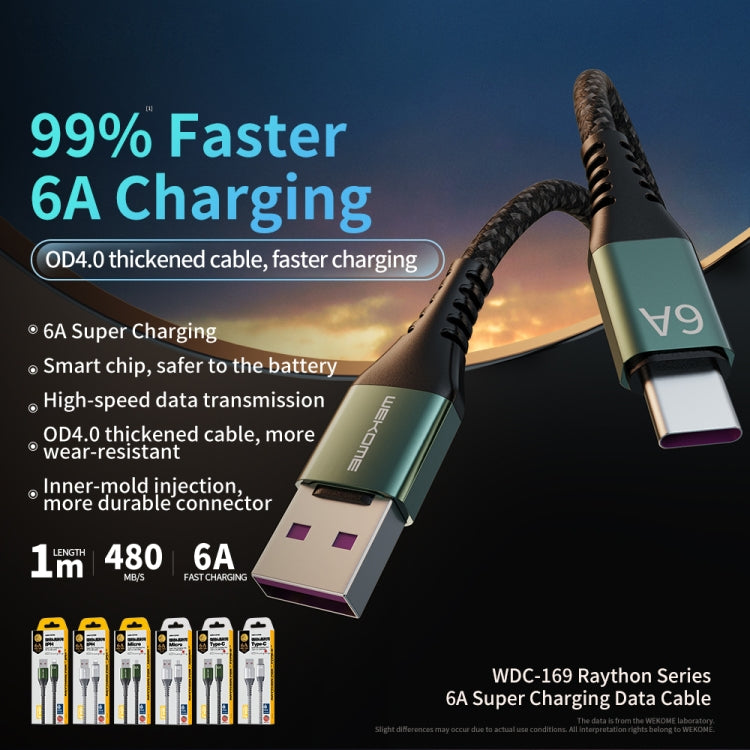 WEKOME WDC-169I Raython Series 6A USB a cable de datos de carga rápida de 8 pines, Length: 1m