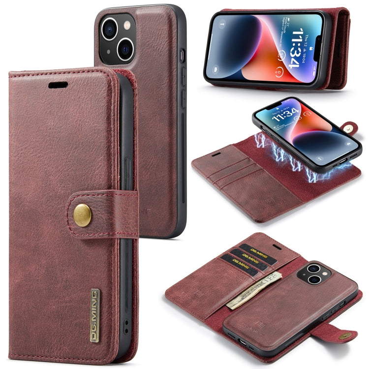 DG.MING Crazy Horse Texture Estuche de cuero magnético desmontable, For iPhone 14, For iPhone 14 Plus, For iPhone 14 Pro, For iPhone 14 Pro Max