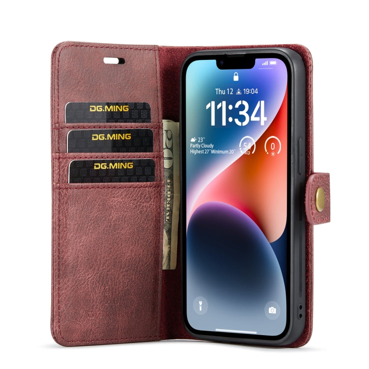 DG.MING Crazy Horse Texture Estuche de cuero magnético desmontable, For iPhone 14, For iPhone 14 Plus, For iPhone 14 Pro, For iPhone 14 Pro Max