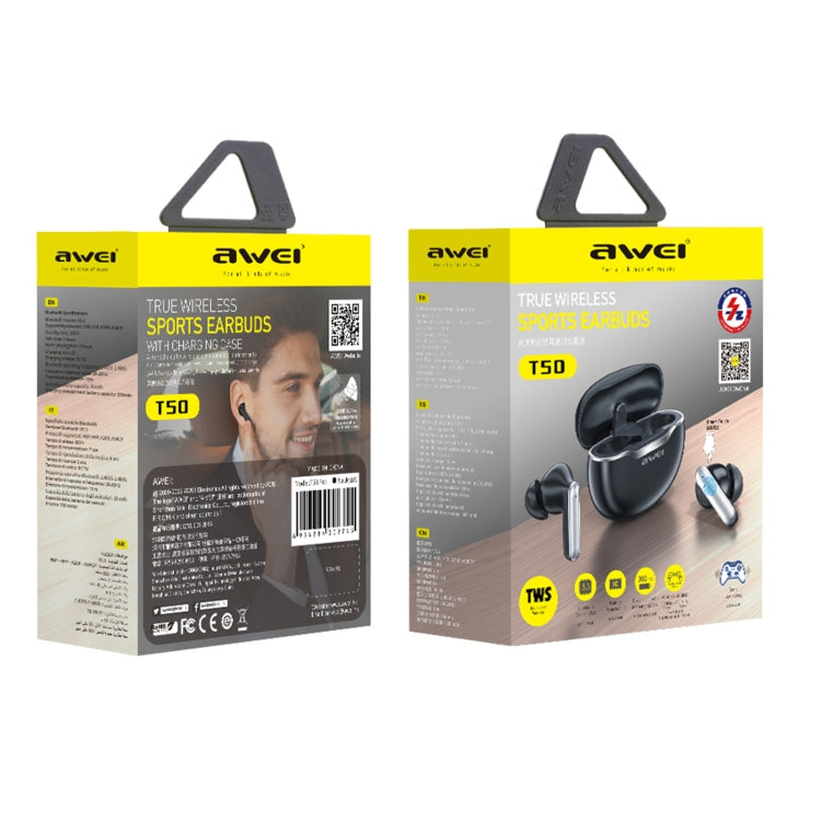 Audífonos inalámbricos Bluetooth para juegos awei T50 True, T50