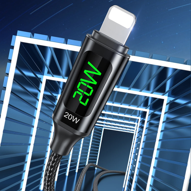 awei CL-123L Cable de carga rápida de datos con pantalla digital de 1 m USB-C / Type-C a 8 pines, CL-123L