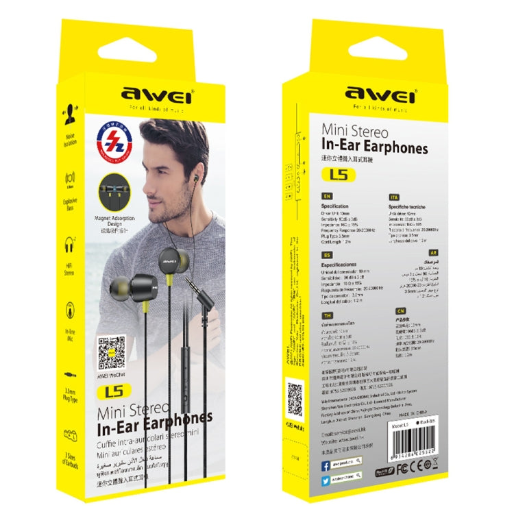 Awei L5 Mini auriculares internos estéreo de 1,2 m, L5