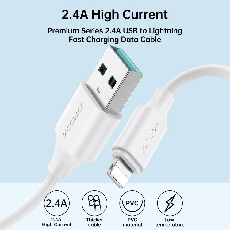 JOYROOM S-UL012A9 2.4A USB a cable de datos de carga rápida de 8 pines, 2m, 1m, 0.25m