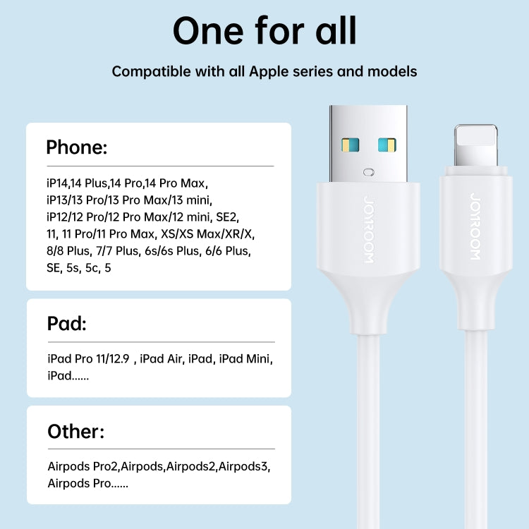 JOYROOM S-UL012A9 2.4A USB a cable de datos de carga rápida de 8 pines, 2m, 1m, 0.25m
