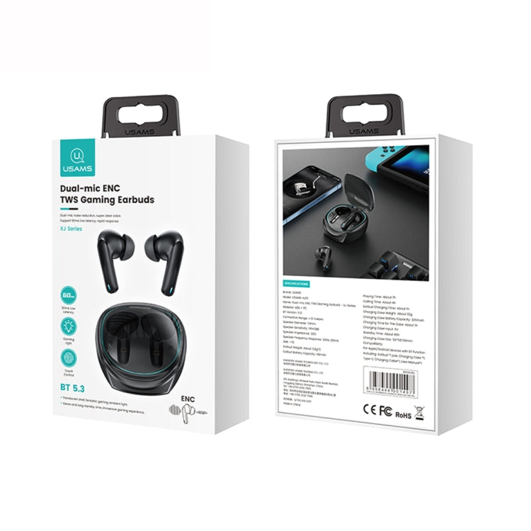 USAMS XJ13 XJ ENC Auricular Bluetooth inalámbrico TWS con micrófono dual y cancelación de ruido, USAMS XJ13