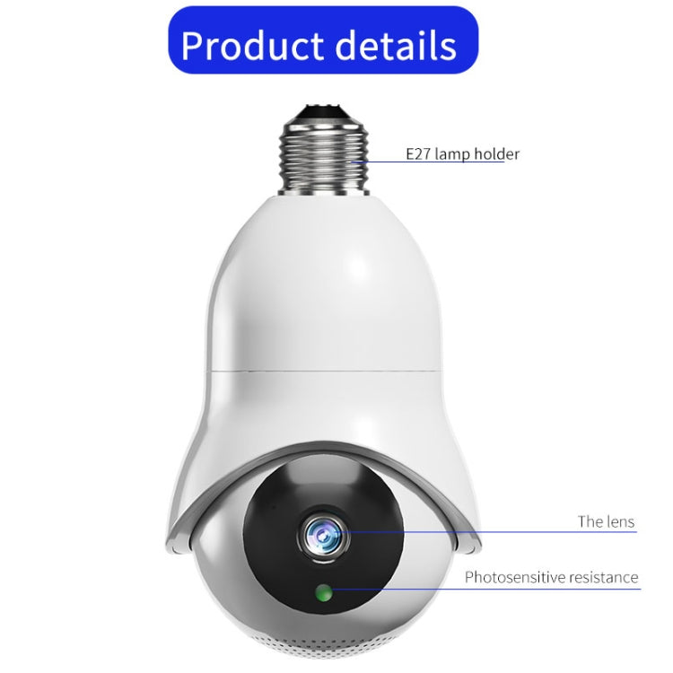 DP31 2.0MP HD Bombilla Cámara de vigilancia WiFi, Soporte de detección de movimiento, Visión nocturna, Single Light Source