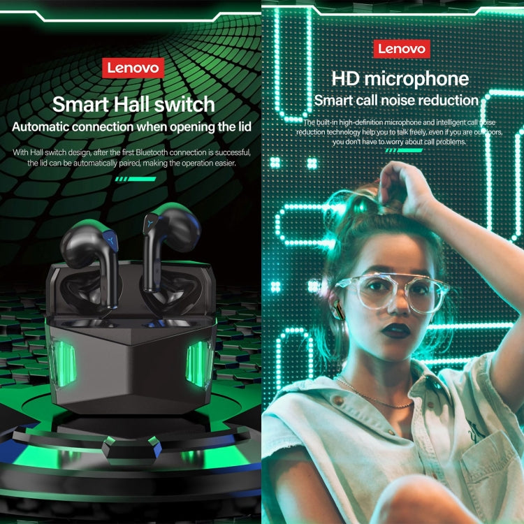 Lenovo GM5 TWS Bluetooth Inalámbrico Deportes A prueba de agua Reducción de ruido Auriculares para juegos con micrófono, GM5
