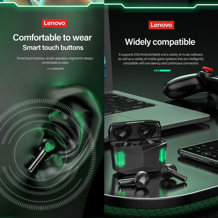 Lenovo GM5 TWS Bluetooth Inalámbrico Deportes A prueba de agua Reducción de ruido Auriculares para juegos con micrófono, GM5