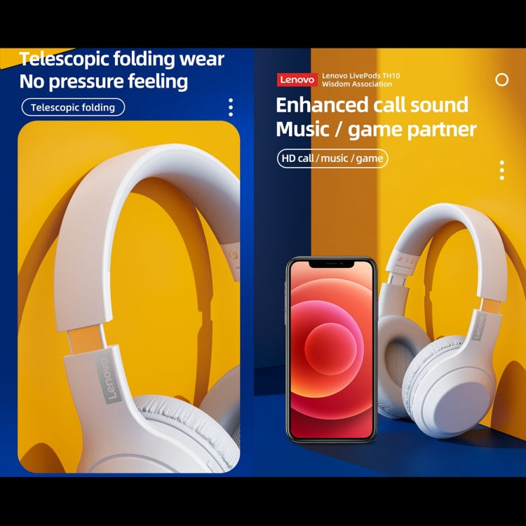 Lenovo TH10 Wireless Bluetooth Gaming Bass Music Deportes Auriculares con cancelación de ruido, TH10 White, TH10 Black
