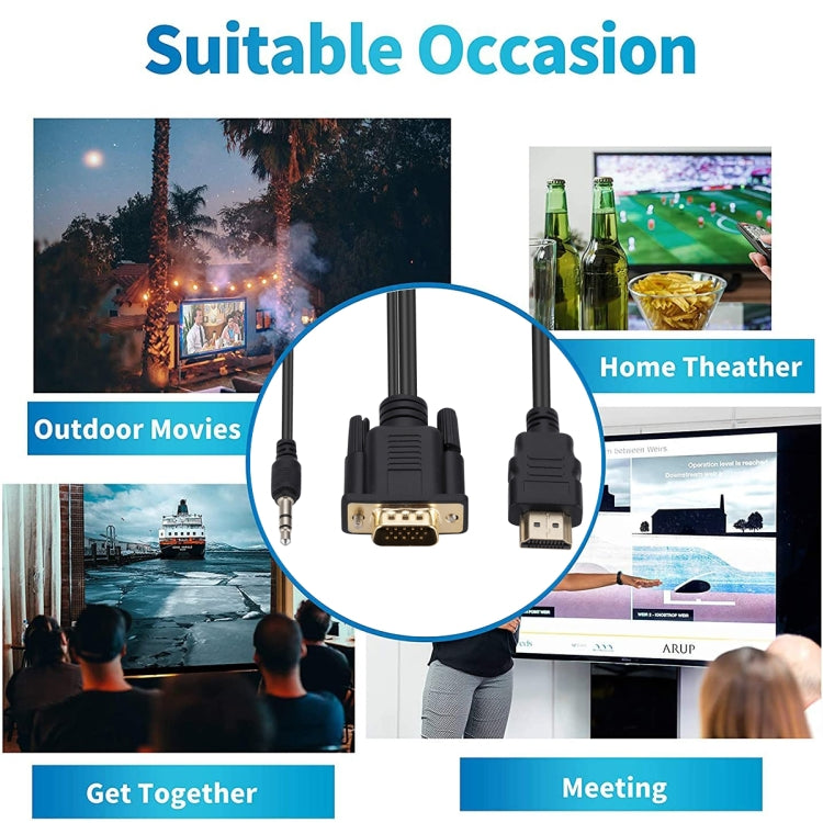 Cable adaptador HDMI a VGA con audio, longitud 1,8 m, HDMI to VGA