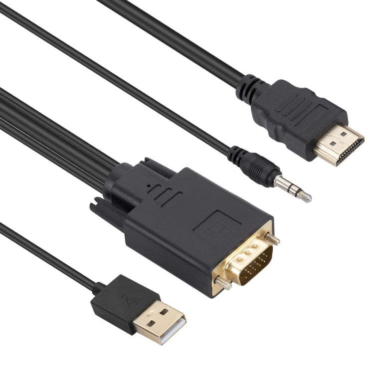 Cable adaptador VGA a HDMI con fuente de alimentación de banda de audio, longitud: 1,8 m