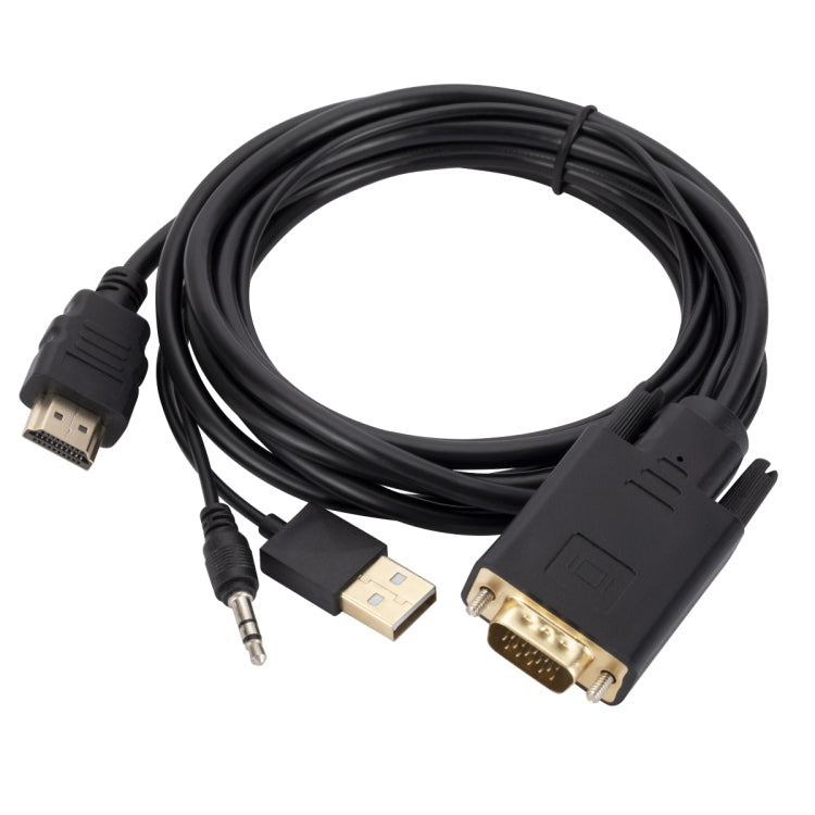 Cable adaptador VGA a HDMI con fuente de alimentación de banda de audio, longitud: 1,8 m