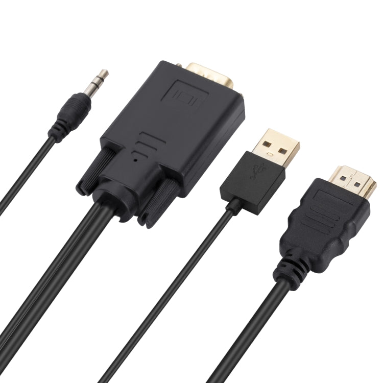 Cable adaptador VGA a HDMI con fuente de alimentación de banda de audio, longitud: 1,8 m