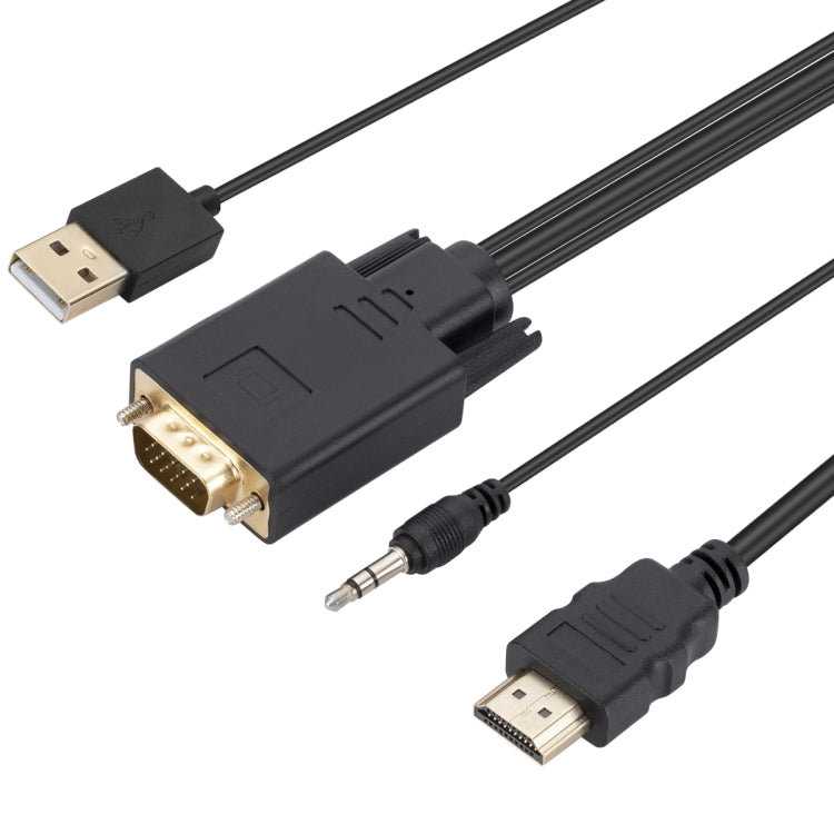 Cable adaptador VGA a HDMI con fuente de alimentación de banda de audio, longitud: 1,8 m