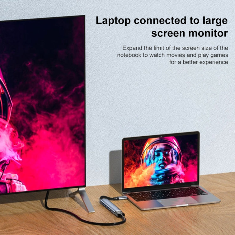 Y002 6 en 1 Tipo-C a VGA+HDMI+Dual USB+Dual USB-C/Adaptador multifunción de interfaz Tipo-C, Y002