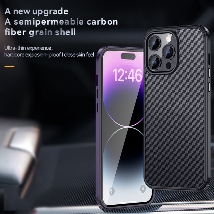 SULADA Fibra de carbono texturizada a prueba de golpes Metal + TPU Frame Case, For iPhone 14, For iPhone 14 Plus, For iPhone 14 Pro, For iPhone 14 Pro Max