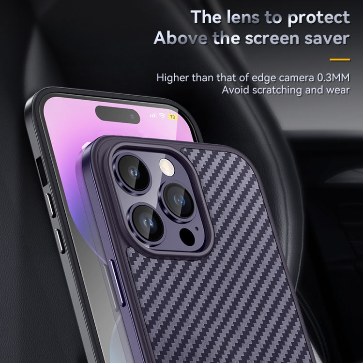 SULADA Fibra de carbono texturizada a prueba de golpes Metal + TPU Frame Case, For iPhone 14, For iPhone 14 Plus, For iPhone 14 Pro, For iPhone 14 Pro Max