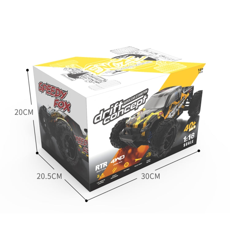 9307E 1:18 Escala completa Control remoto 4WD Coche de alta velocidad, 9307E(Black Yellow)
