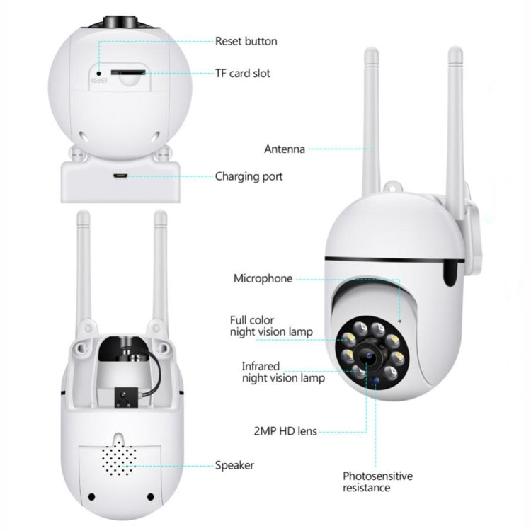 A7 1080P HD Wireless WiFi Cámara de vigilancia inteligente Soporte Visión nocturna / Audio bidireccional, without Memory, with 16G Memory, with 32G Memory