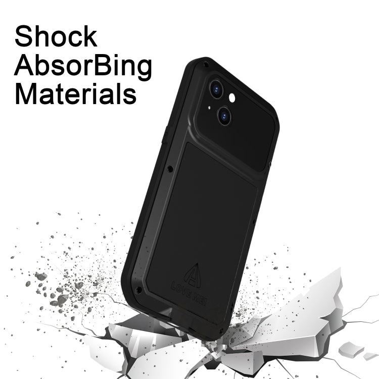 LOVE MEI Metal a prueba de golpes impermeable a prueba de polvo caja del teléfono, For iPhone 14, For iPhone 14 Plus, For iPhone 14 Pro, For iPhone 14 Pro Max