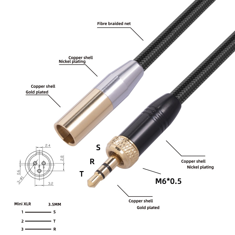 SB419M120-03 Cable de audio macho de 3,5 mm a mini XLR macho de 3 pines, longitud: 30 cm, 3.5mm M to Mini XLR M
