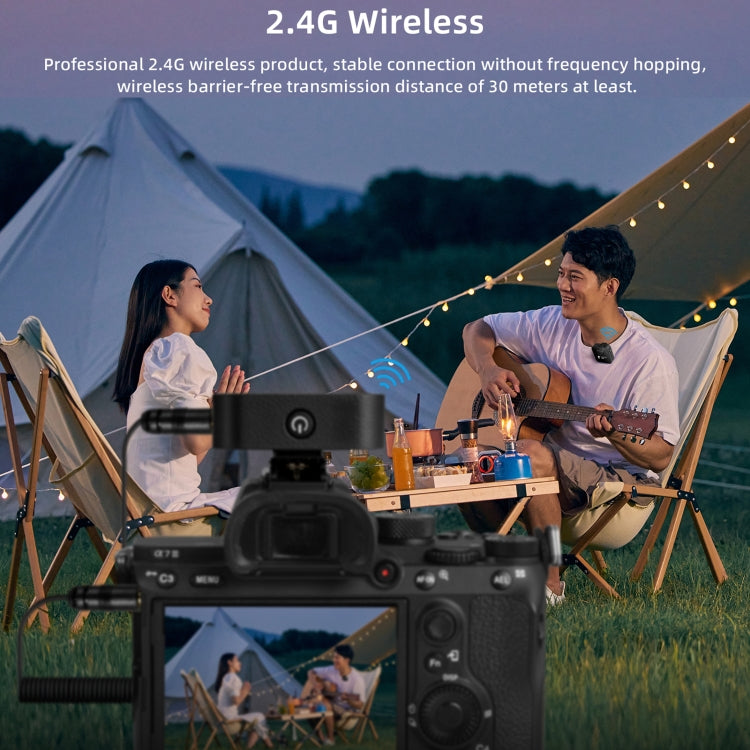 Yanmai GF525 2 en 1 Broadcast 2.4G Micrófono Lavalier inalámbrico Mini micrófono con clip con pantalla LED