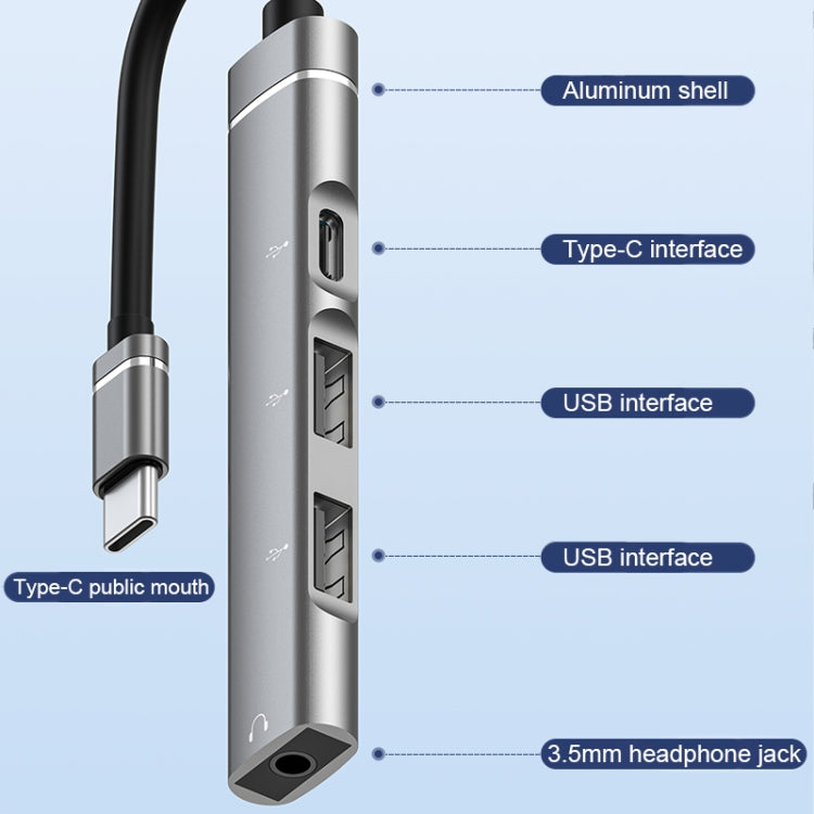 USB-C/Tipo-C a 3,5 mm + 2USB + Estación de acoplamiento HUB Tipo-C