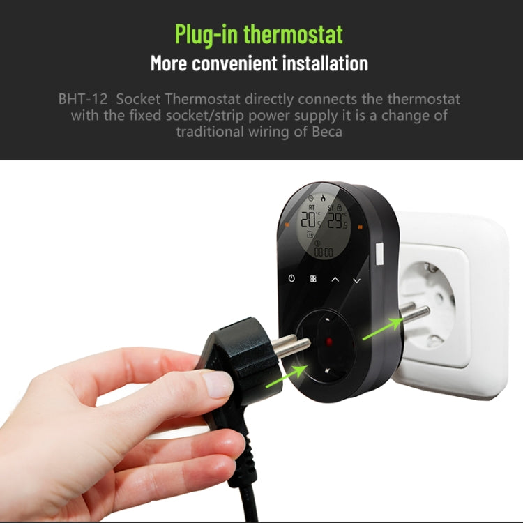 Termostato LCD enchufable, enchufe de la UE, With WiFi, Without WiFi