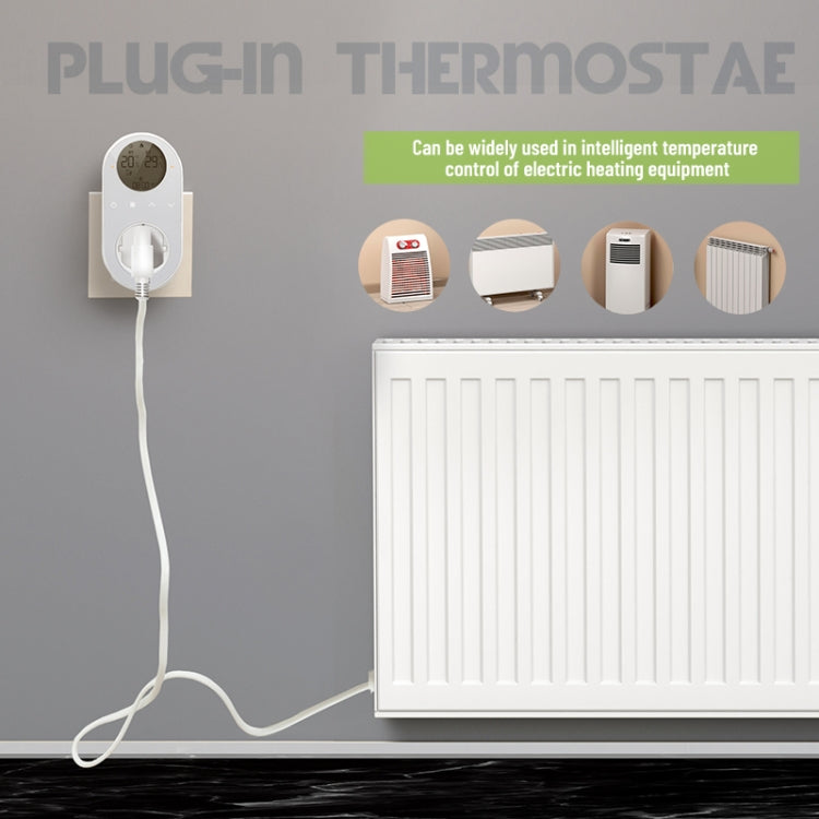 Termostato LCD enchufable, enchufe de la UE, With WiFi, Without WiFi