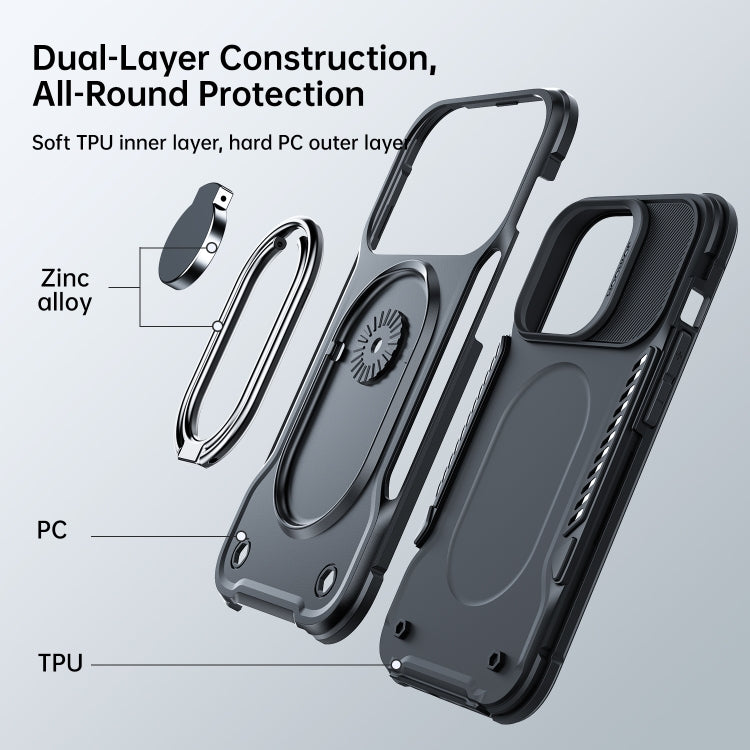 JOYROOM PC + TPU Estuche para teléfono a prueba de golpes de doble capa con soporte giratorio, For iPhone 14, For iPhone 14 Pro, For iPhone 14 Plus, For iPhone 14 Pro Max