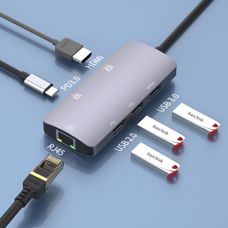 Estación de acoplamiento HUB multifuncional portátil Onten OTN-UC910 USB-C / Type-C, OTN-UC910