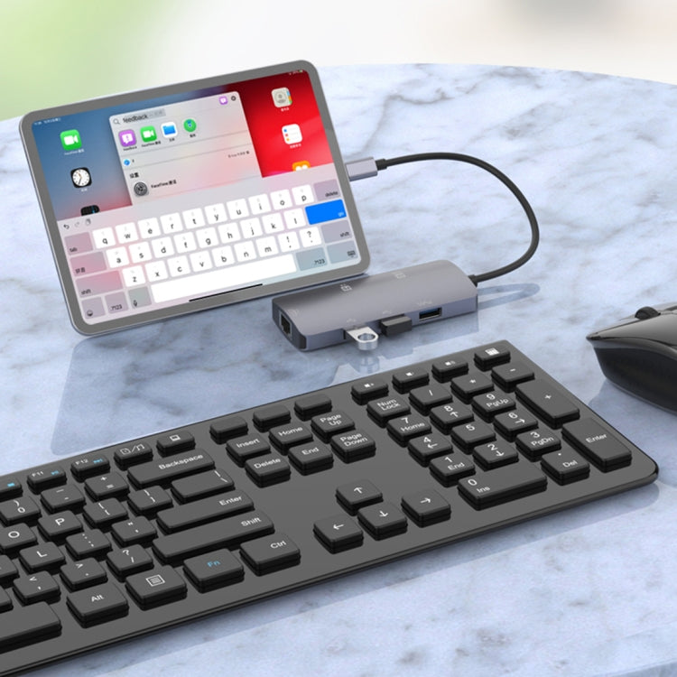 Estación de acoplamiento HUB multifuncional portátil Onten OTN-UC910 USB-C / Type-C, OTN-UC910