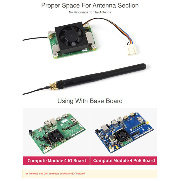 Ventilador de refrigeración Waveshare Dedicated 3007 para Raspberry Pi Compute Module 4 CM4, 5V, 12V